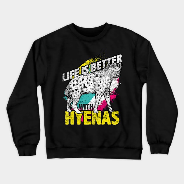 Hyena Safari Retro Animal Hyenas Crewneck Sweatshirt by ShirtsShirtsndmoreShirts